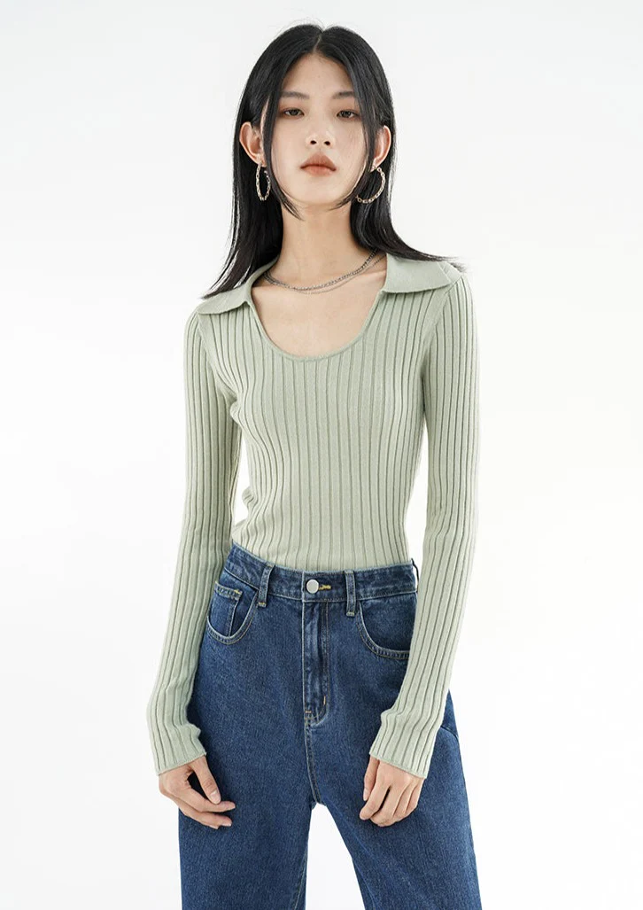Skinny Ribbed Long Sleeve Top - Image 4