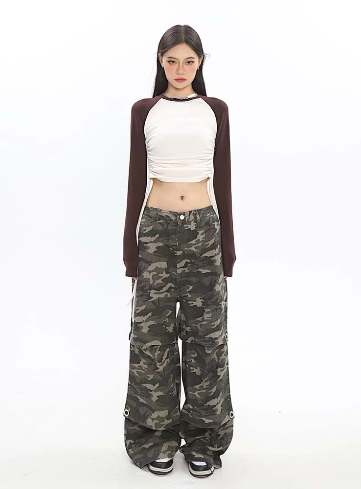 Skinny Ruched Baseball Cropped Tee - Image 6