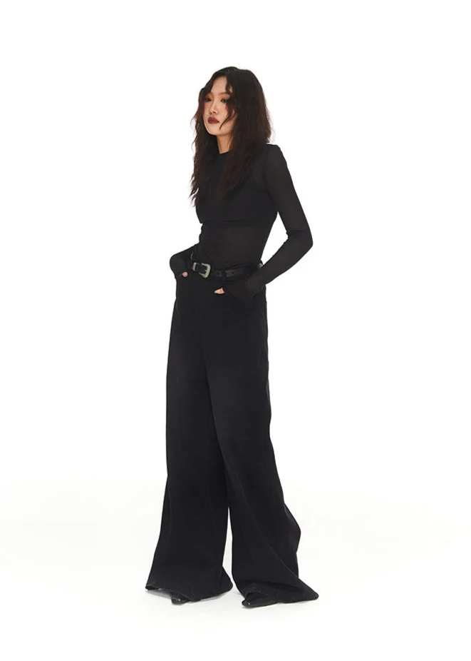 Skinny Semi High Neck Translucent Top - Image 11