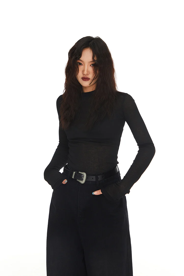 Skinny Semi High Neck Translucent Top - Image 8
