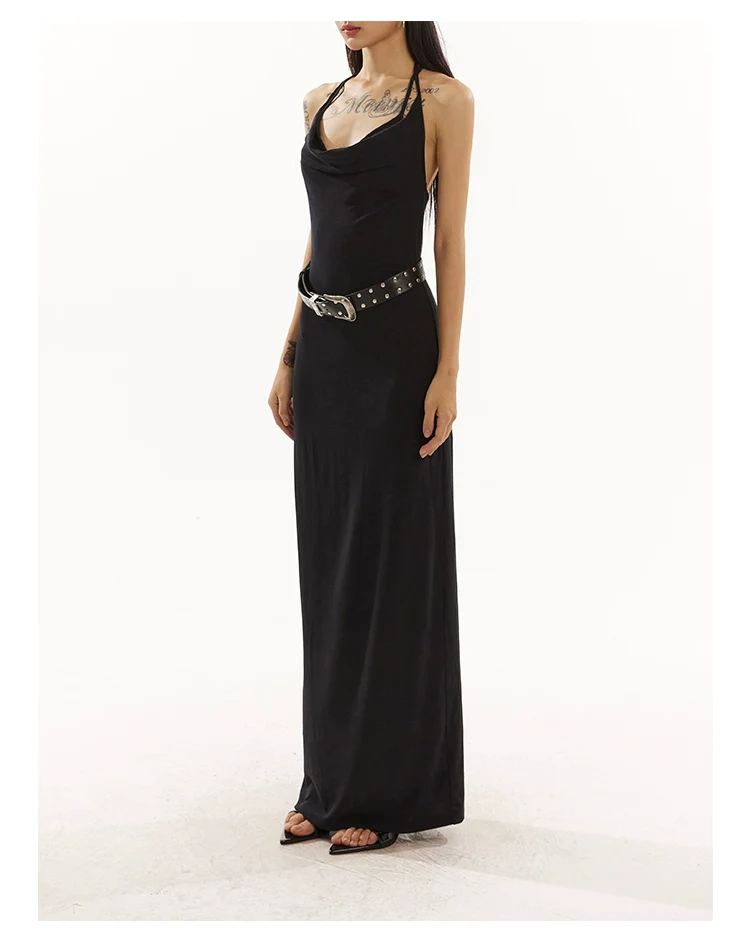 Sleeveless Cowl Neck Midi Dress with Side Slit - Image 12