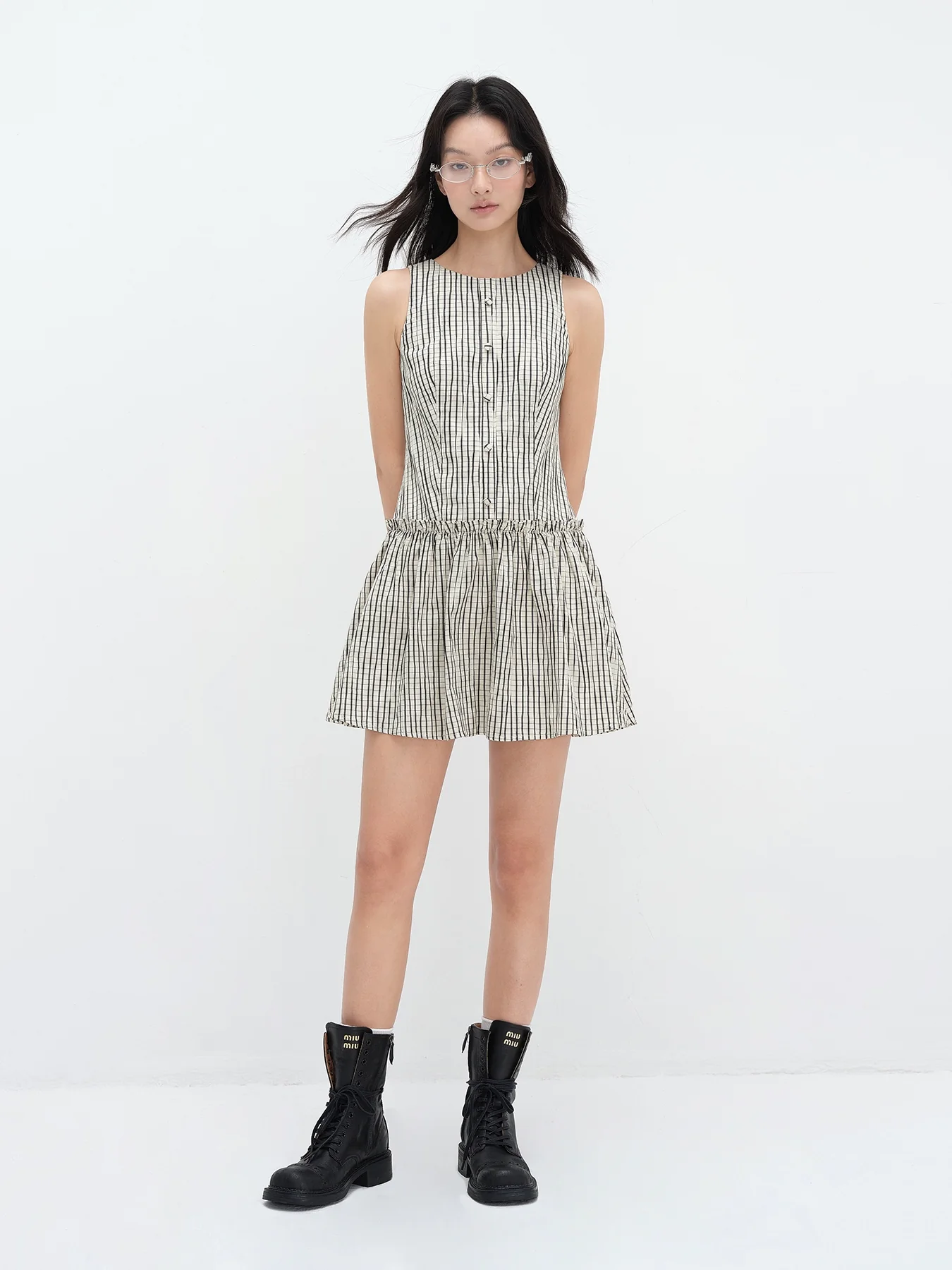 Sleeveless Drop Waist Stripe Mini Dress - Image 4