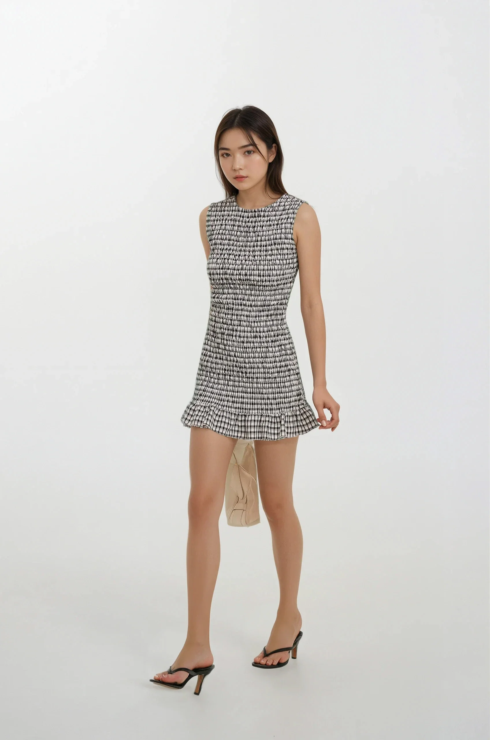 Sleeveless Gingham Ruffle Hem Mini Dress - Image 13