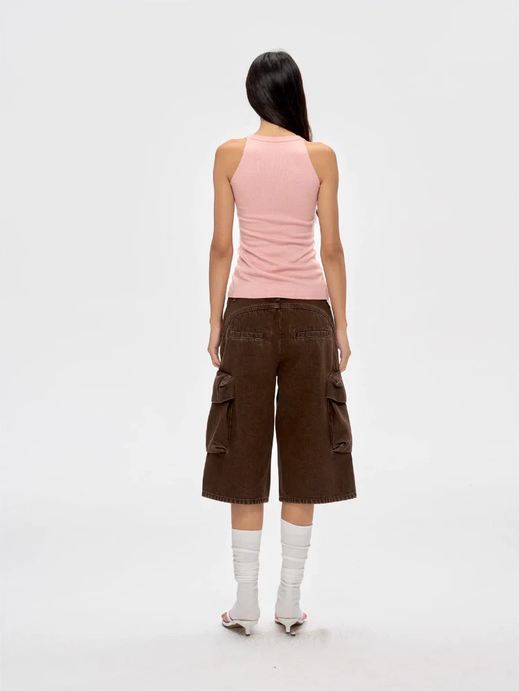 Sleeveless Knit Top with Front Bead Detail - Image 5