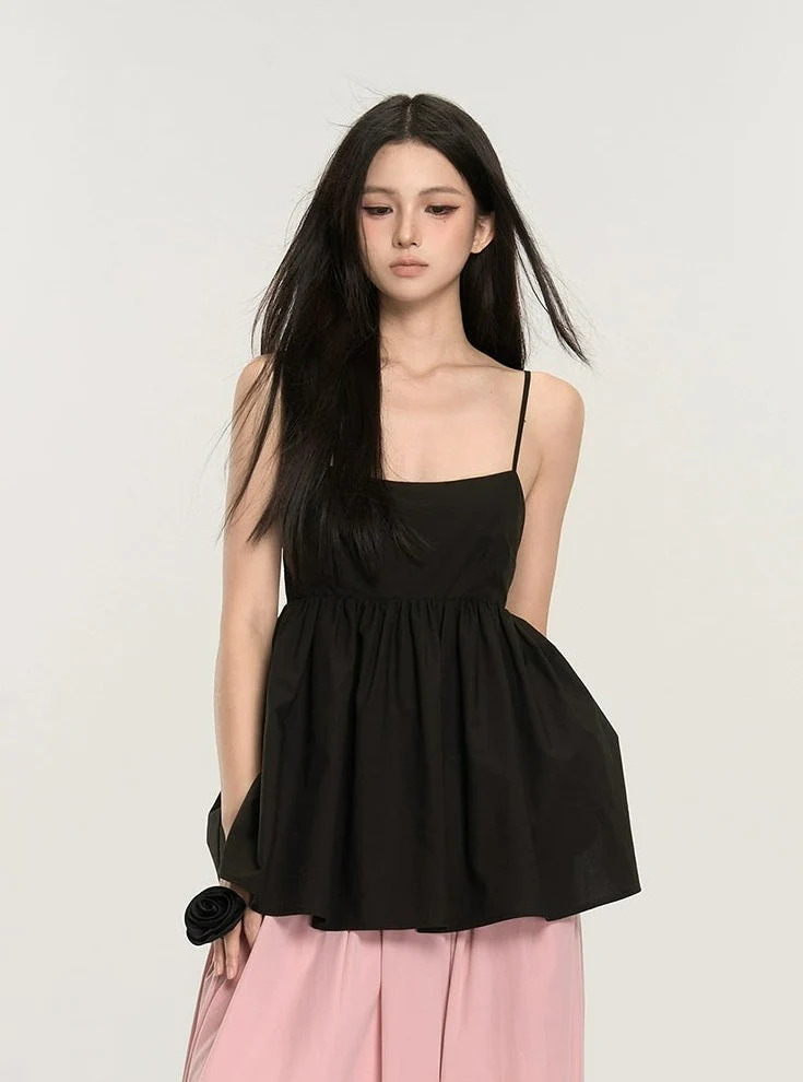 Sleeveless Peplum Bubble Camisole Top - Image 4