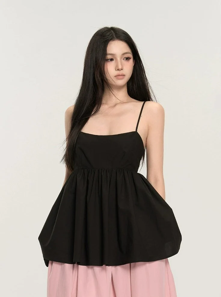 Sleeveless Peplum Bubble Camisole Top - Image 6