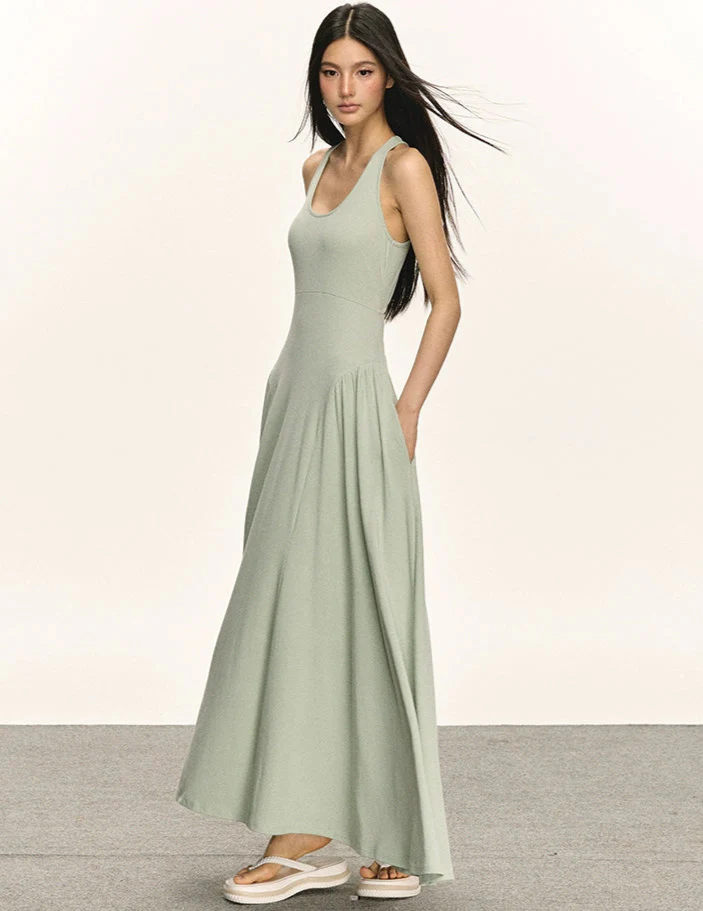 Sleeveless Racerback Maxi Dress with Cut-Out Back - Image 3