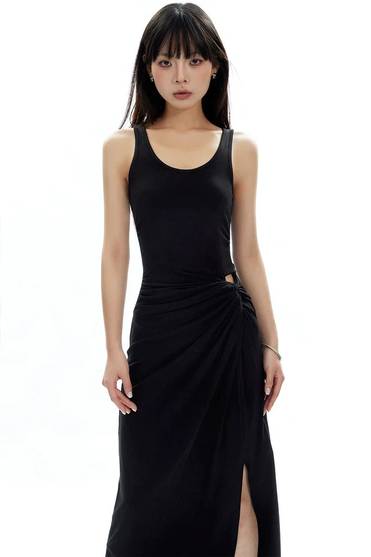 Sleeveless Scoop Neck Maxi Dress with Side Slit and Cut-Out Detail - Image 11