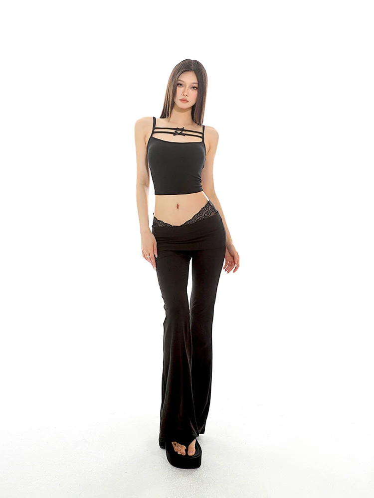 Sleeveless Strappy Crop Top with Lace Detail - Image 9
