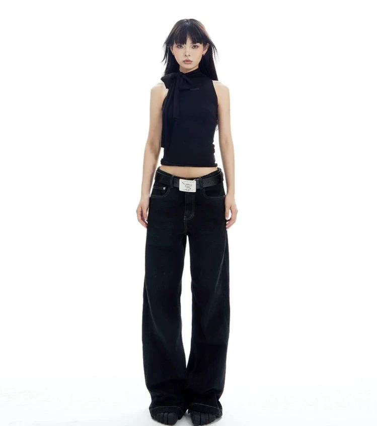 Sleeveless Turtleneck Top with Side Bow Scarf Detail - Image 10