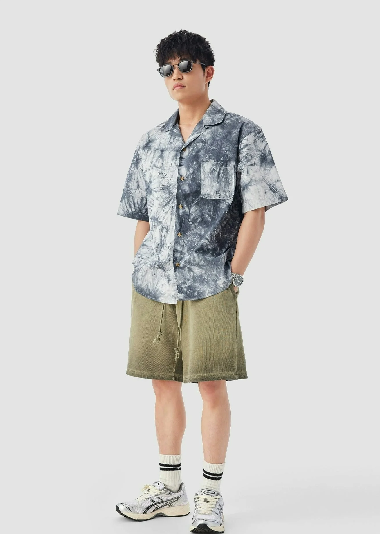 Slim Abstract Print Short Sleeve Button-Up Shirt - Image 15