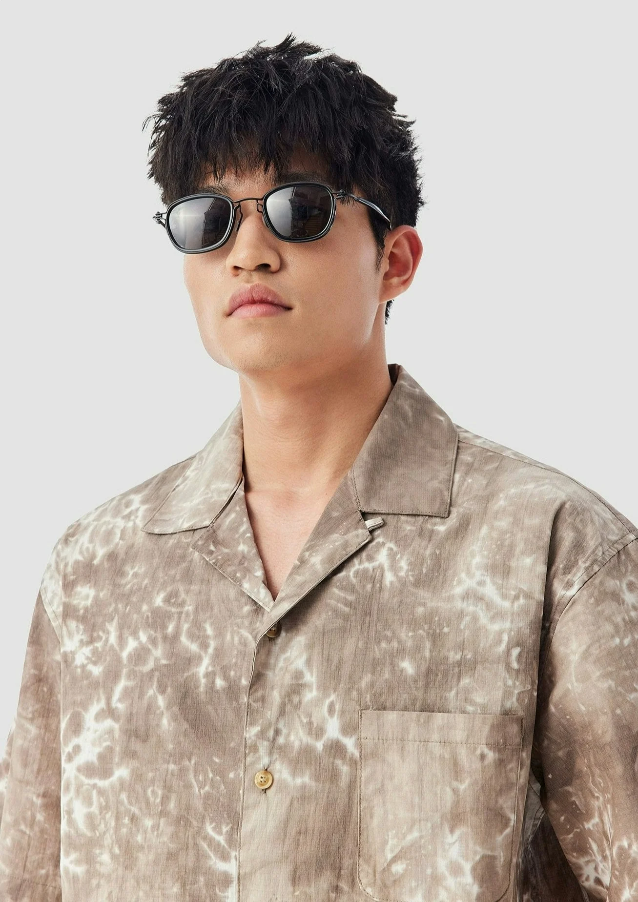 Slim Abstract Print Short Sleeve Button-Up Shirt - Image 6