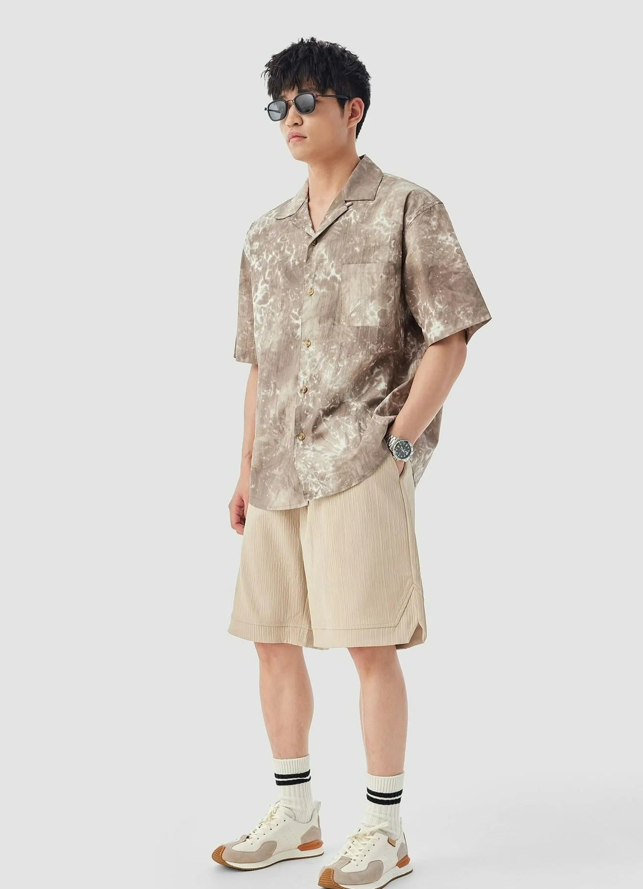 Slim Abstract Print Short Sleeve Button-Up Shirt - Image 7