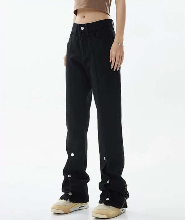 Slim Button-and-Zip Hem Pants - Image 2