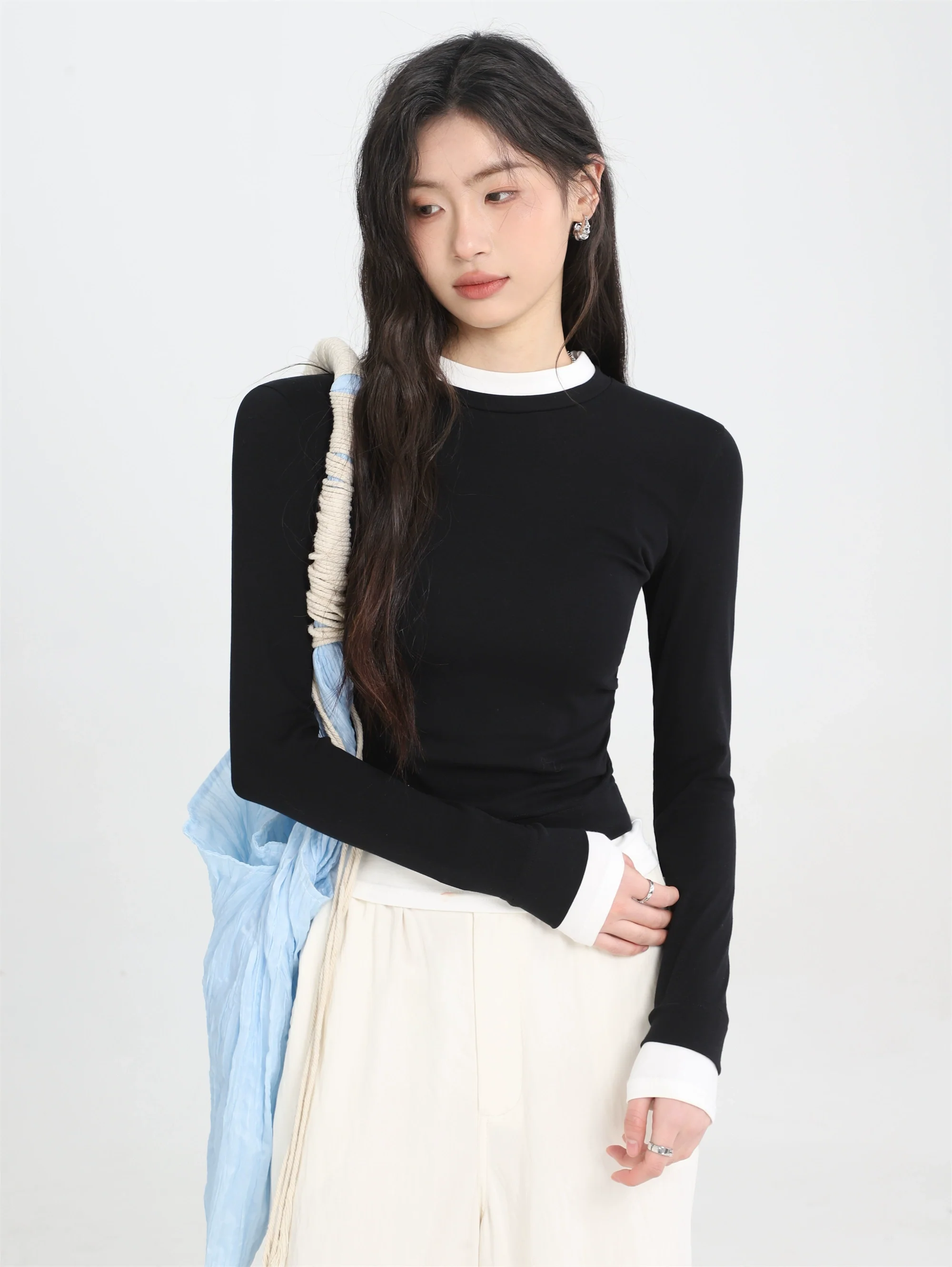 Slim Contrast Trim Long Sleeve Top - Image 4