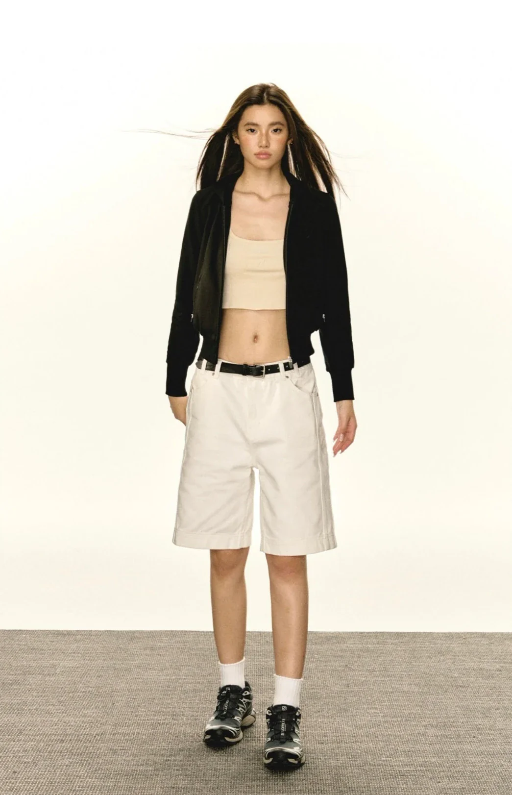 Slim Cropped Hoodie Zip Jacket with Waist-Cuff - Image 18