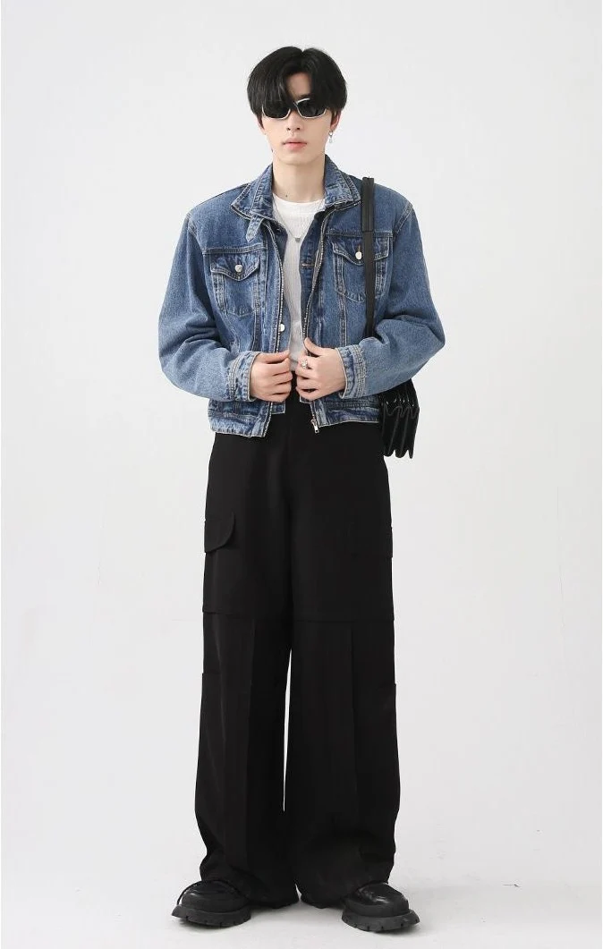 Slim Denim Jacket with Shoulder Pads - Image 8