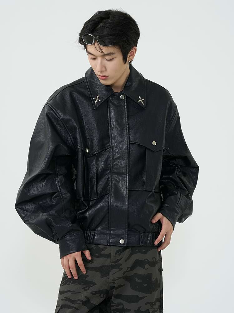 Slim Faux Leather Zip Jacket - Image 4