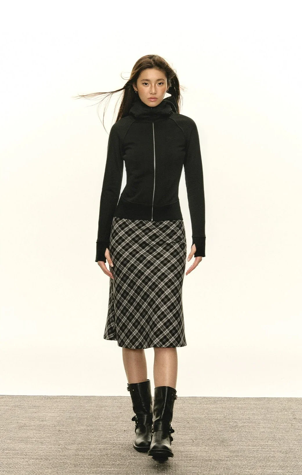 Slim Fit High Collar Zip-Up Hoodie - Image 10