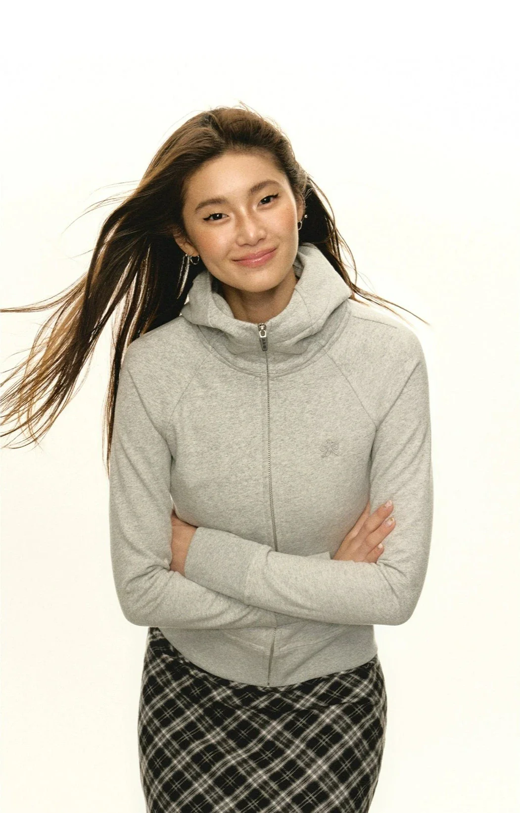 Slim Fit High Collar Zip-Up Hoodie - Image 4