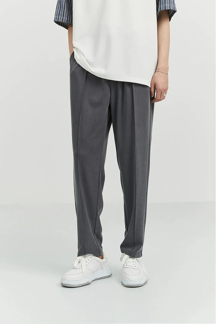 Slim Pleated Tapered Trousers with Pockets - Image 19