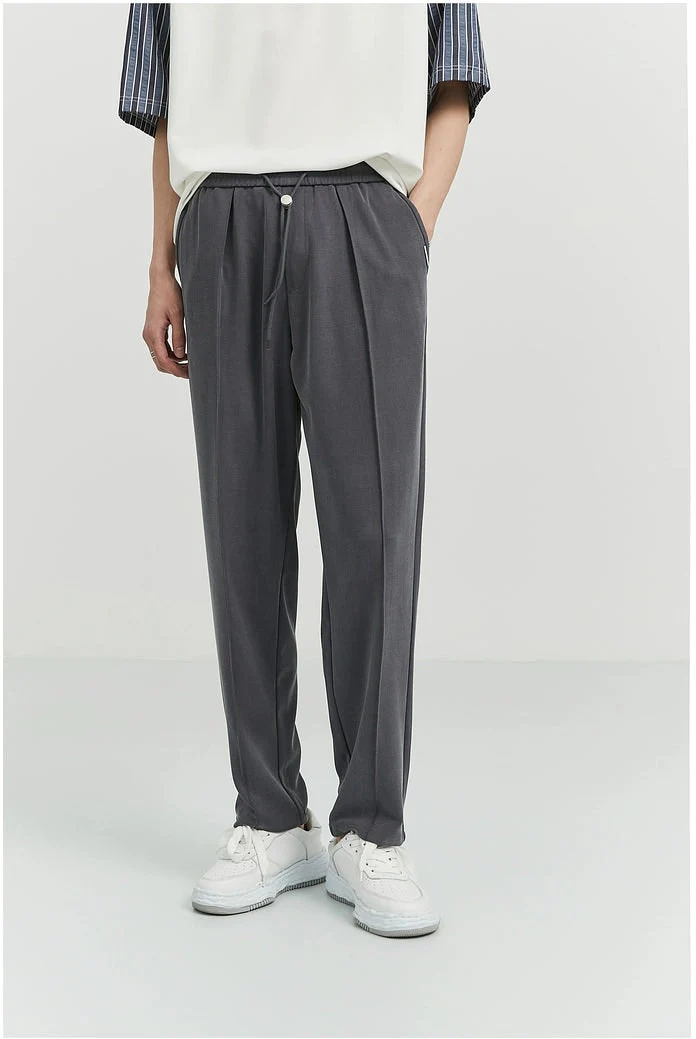 Slim Pleated Tapered Trousers with Pockets - Image 20