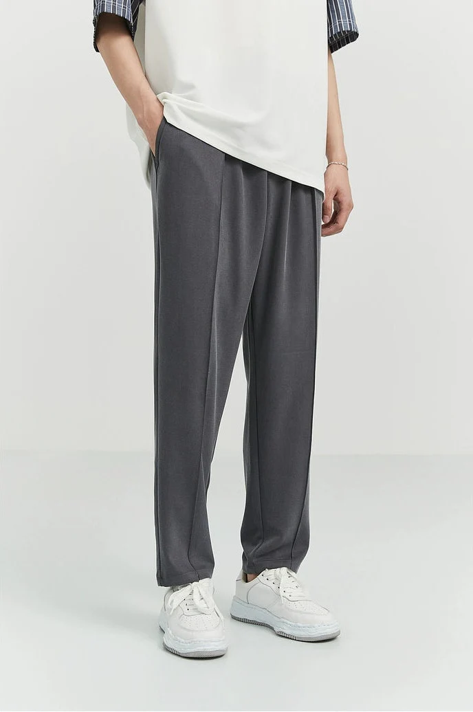Slim Pleated Tapered Trousers with Pockets - Image 26