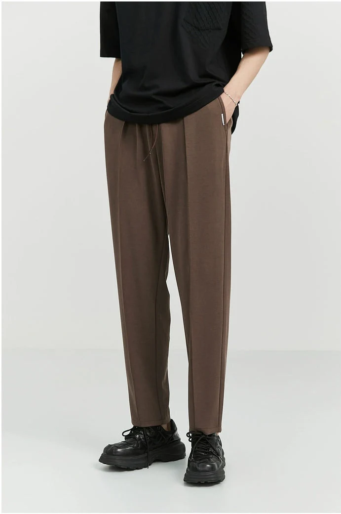 Slim Pleated Tapered Trousers with Pockets - Image 29