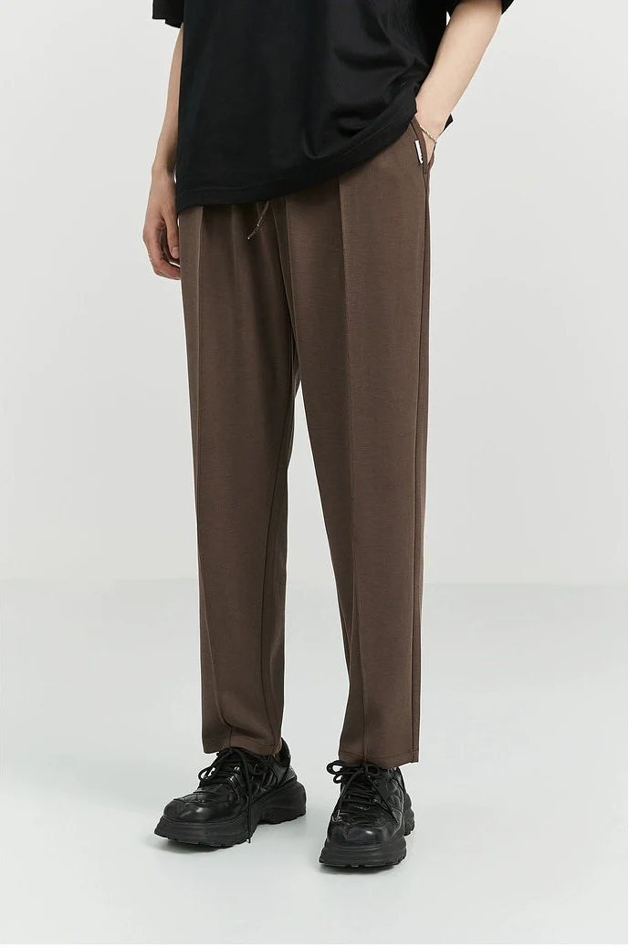 Slim Pleated Tapered Trousers with Pockets - Image 34