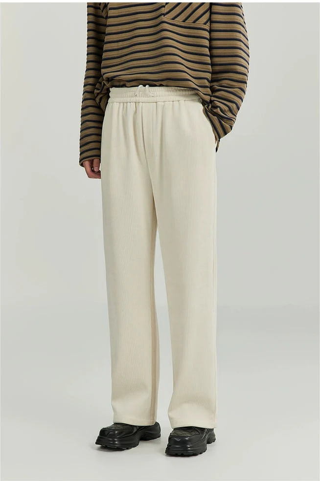 Slim Ribbed Elastic-Waist Lightweight Pants - Image 6