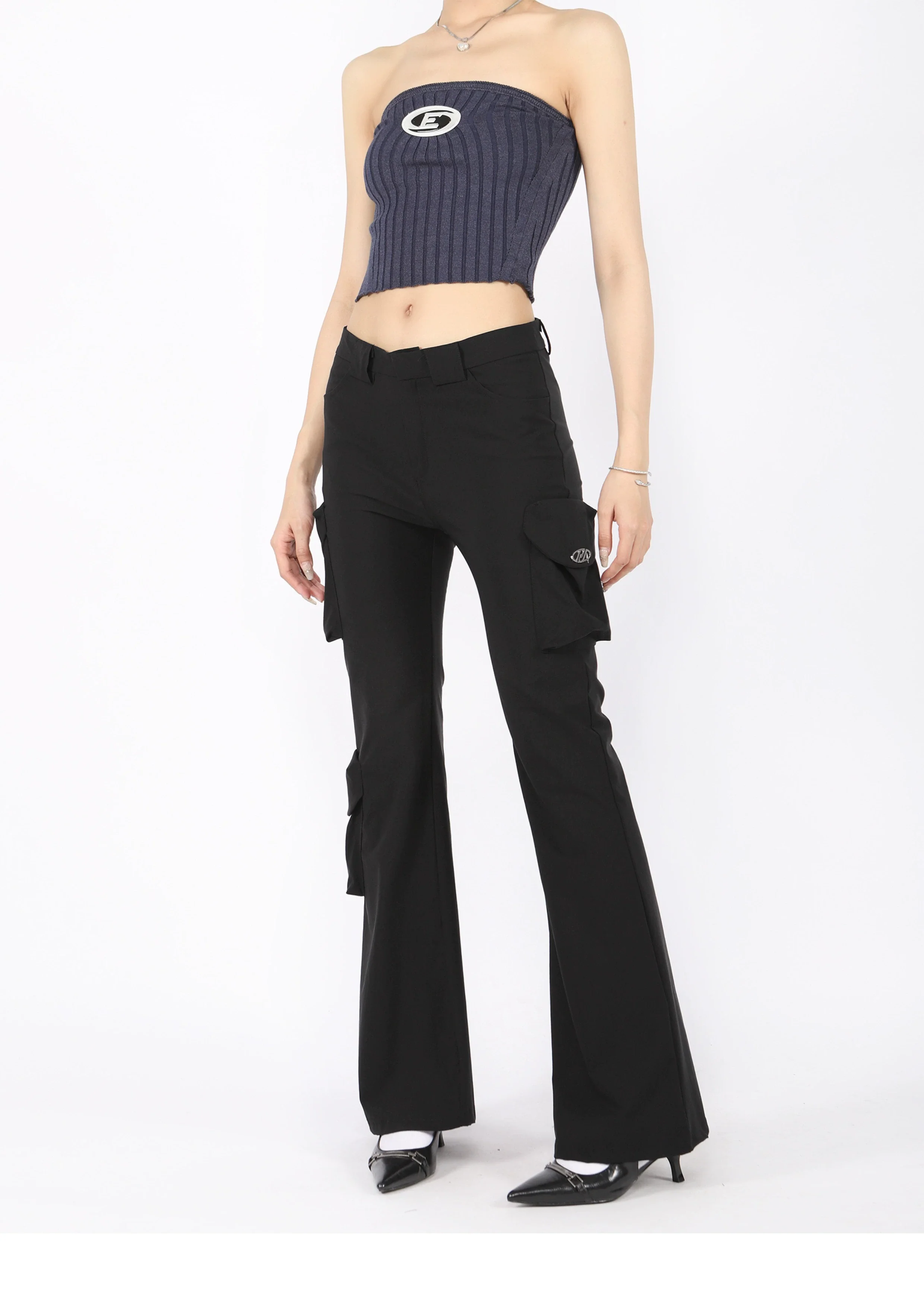 Slim Semi-Flare Cargo Pocketed Pants - Image 10