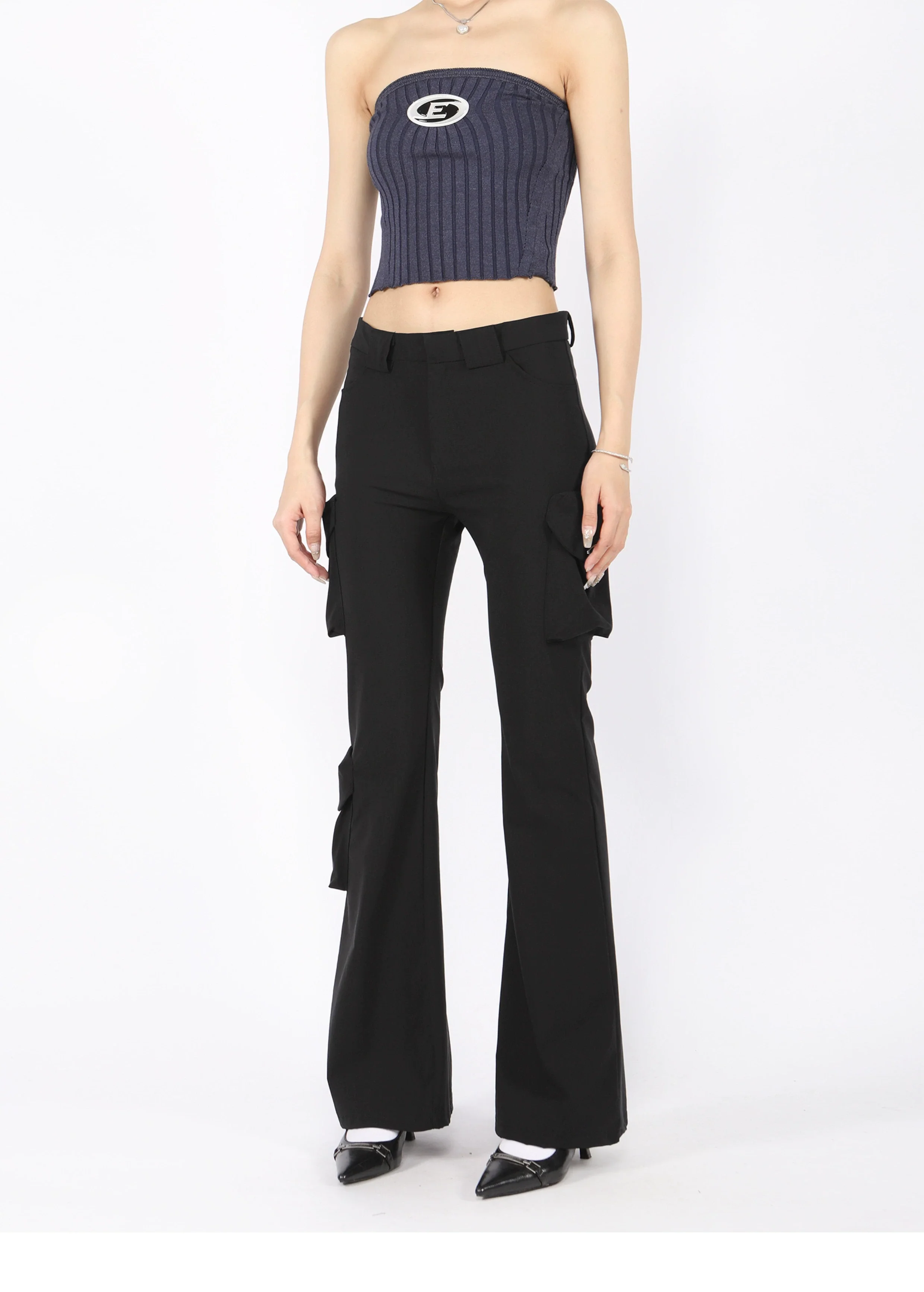 Slim Semi-Flare Cargo Pocketed Pants - Image 11