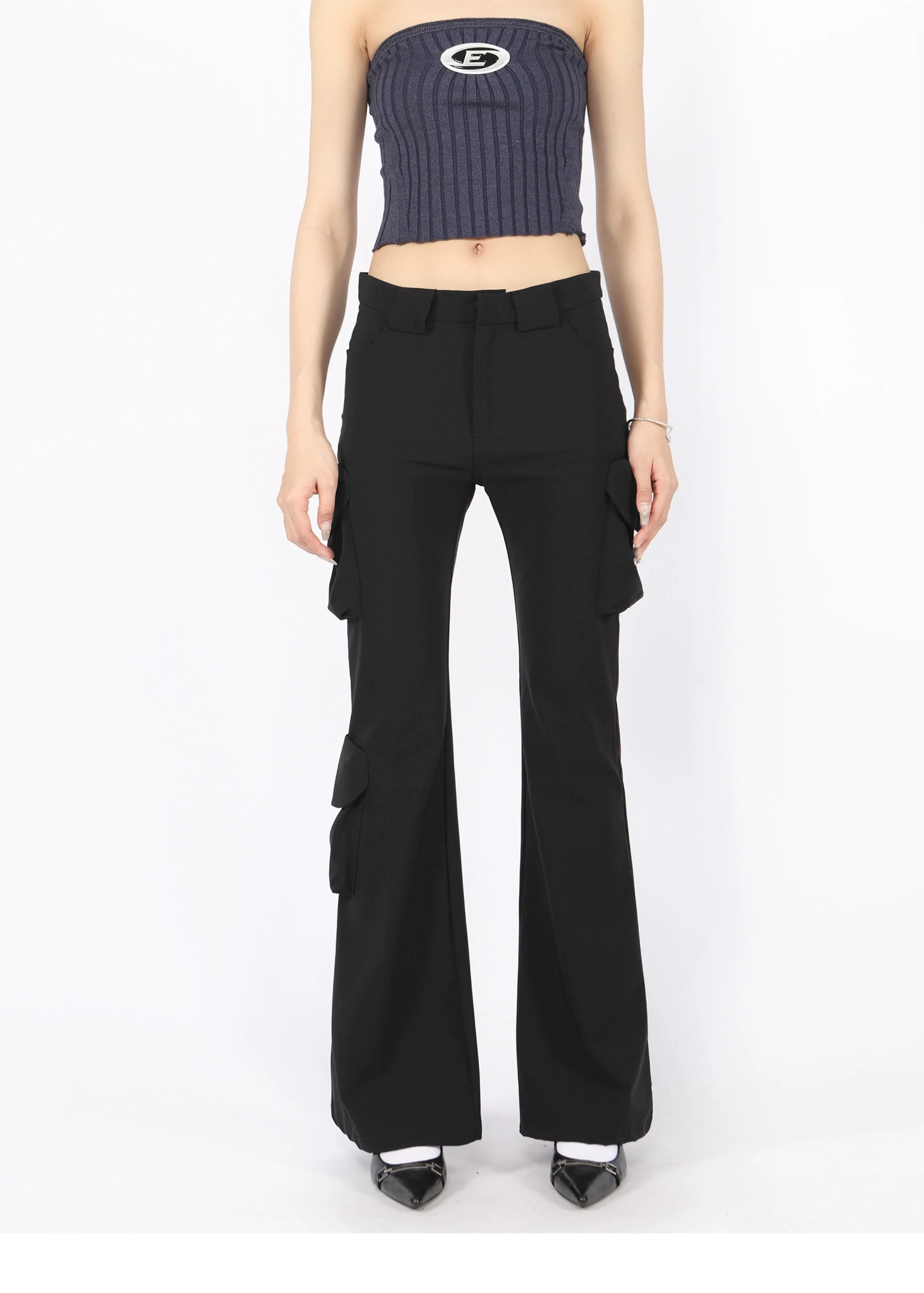 Slim Semi-Flare Cargo Pocketed Pants - Image 7