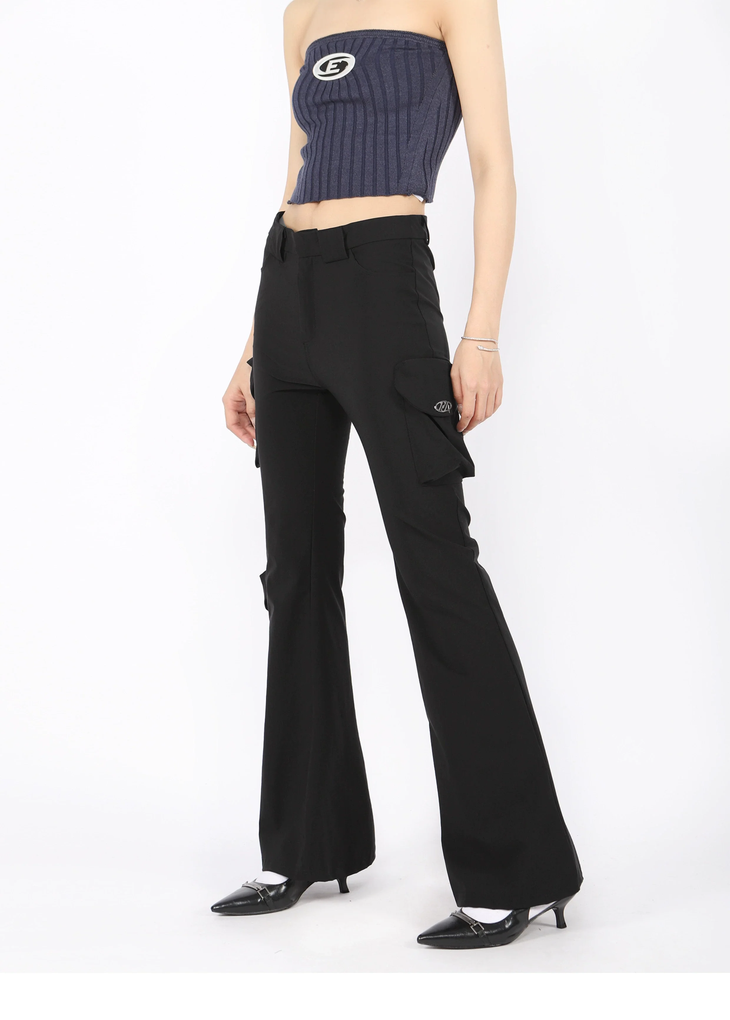 Slim Semi-Flare Cargo Pocketed Pants - Image 8
