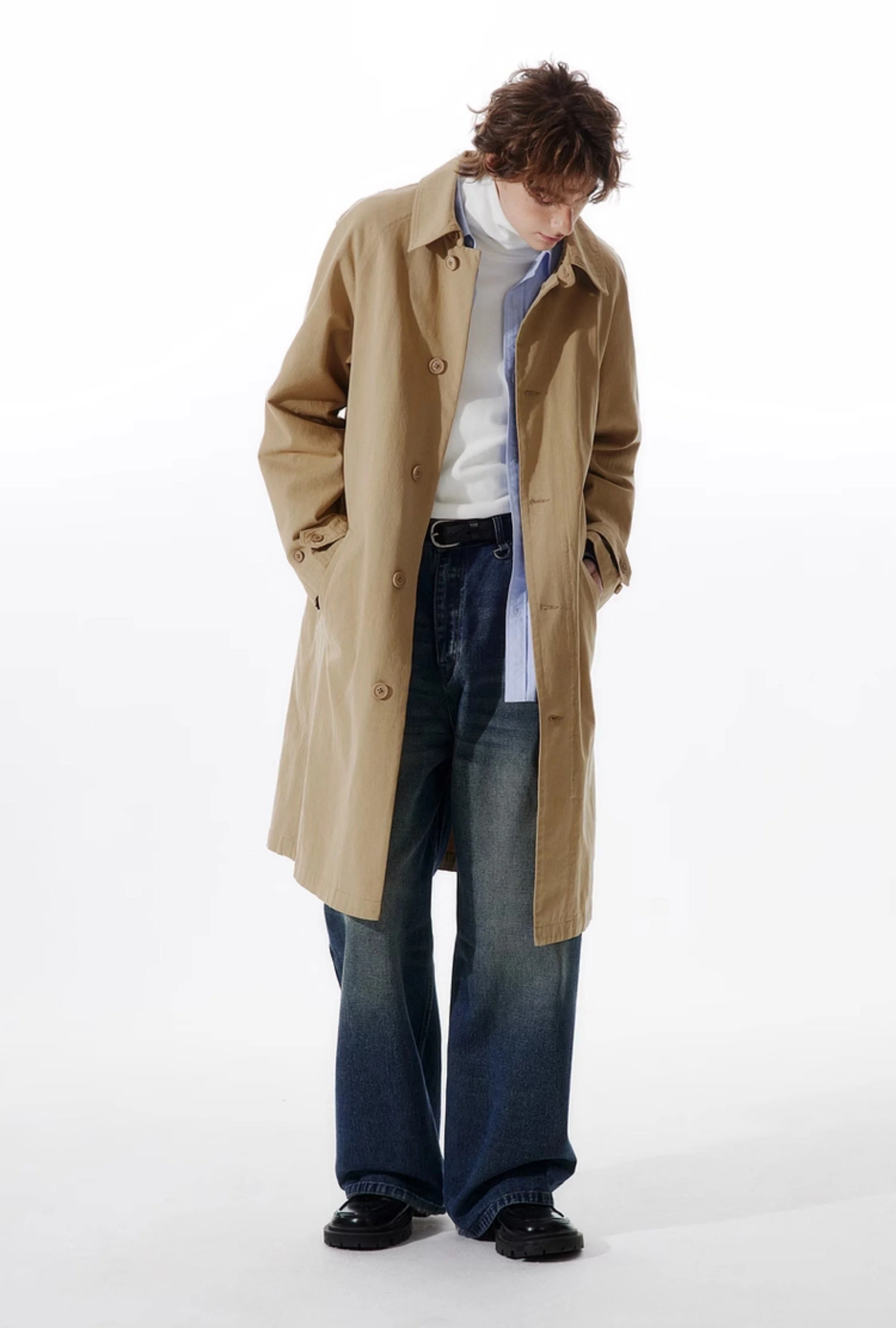 Slim Trench Single Breasted Coat with Pockets - Image 2