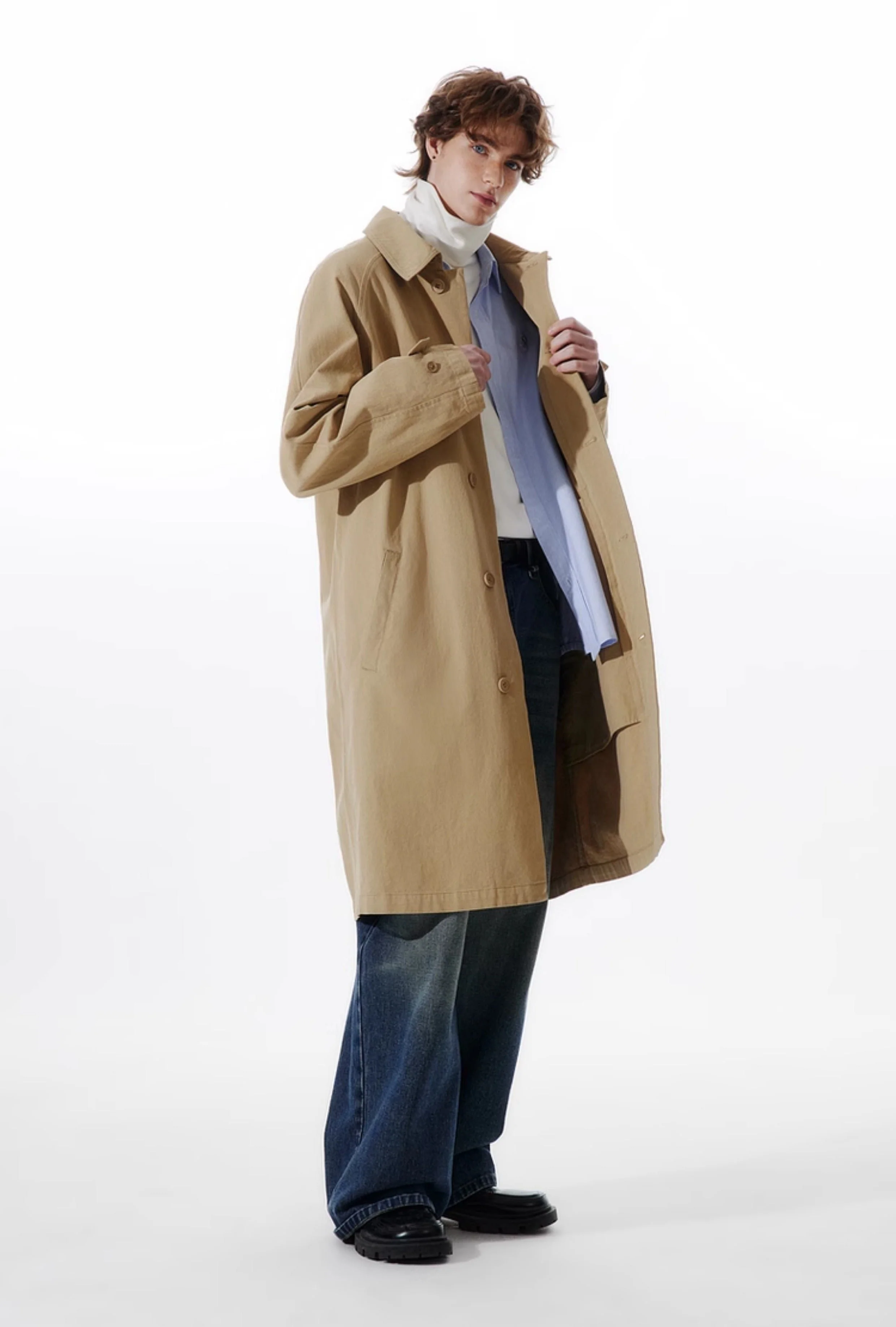 Slim Trench Single Breasted Coat with Pockets - Image 5