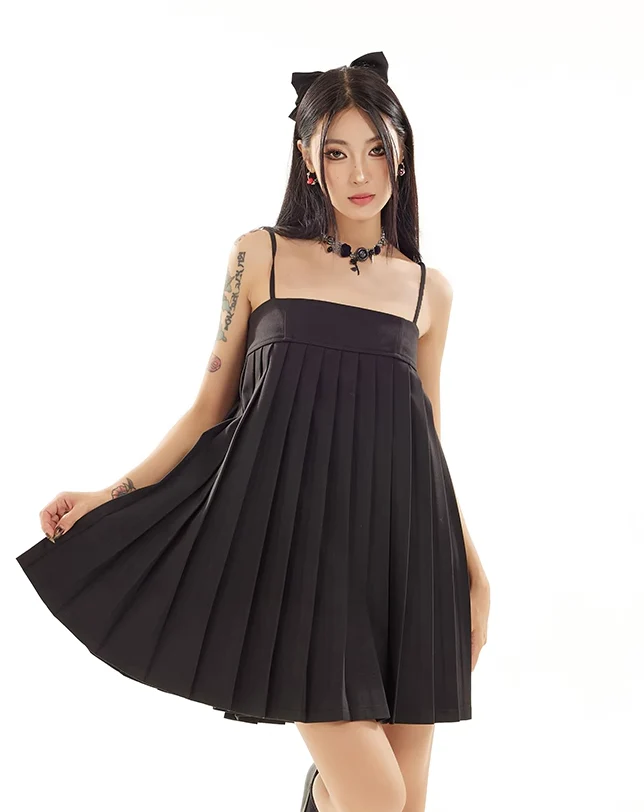 Spaghetti Strap Pleated Swing Top - Image 14