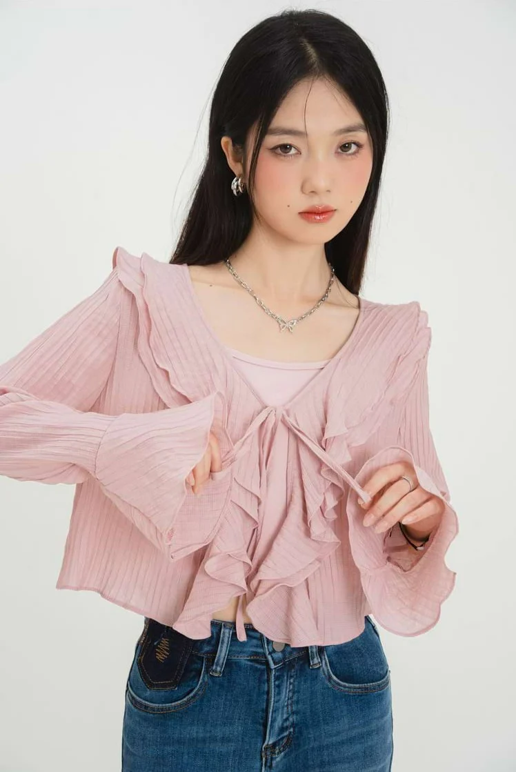 Spaghetti Strap Ruffle Two-Piece Crop Top - Image 10
