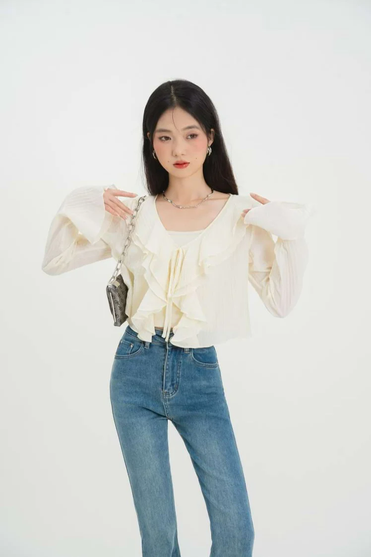 Spaghetti Strap Ruffle Two-Piece Crop Top - Image 2