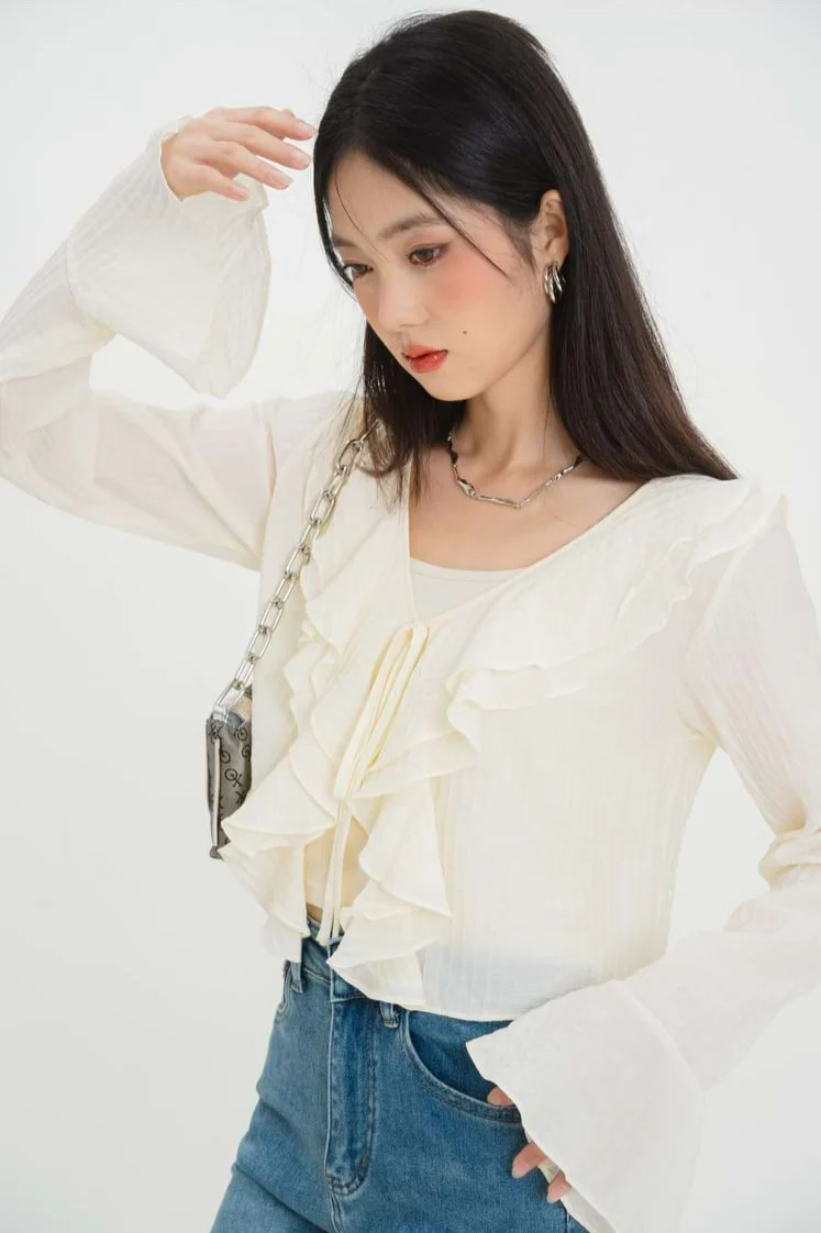 Spaghetti Strap Ruffle Two-Piece Crop Top - Image 3
