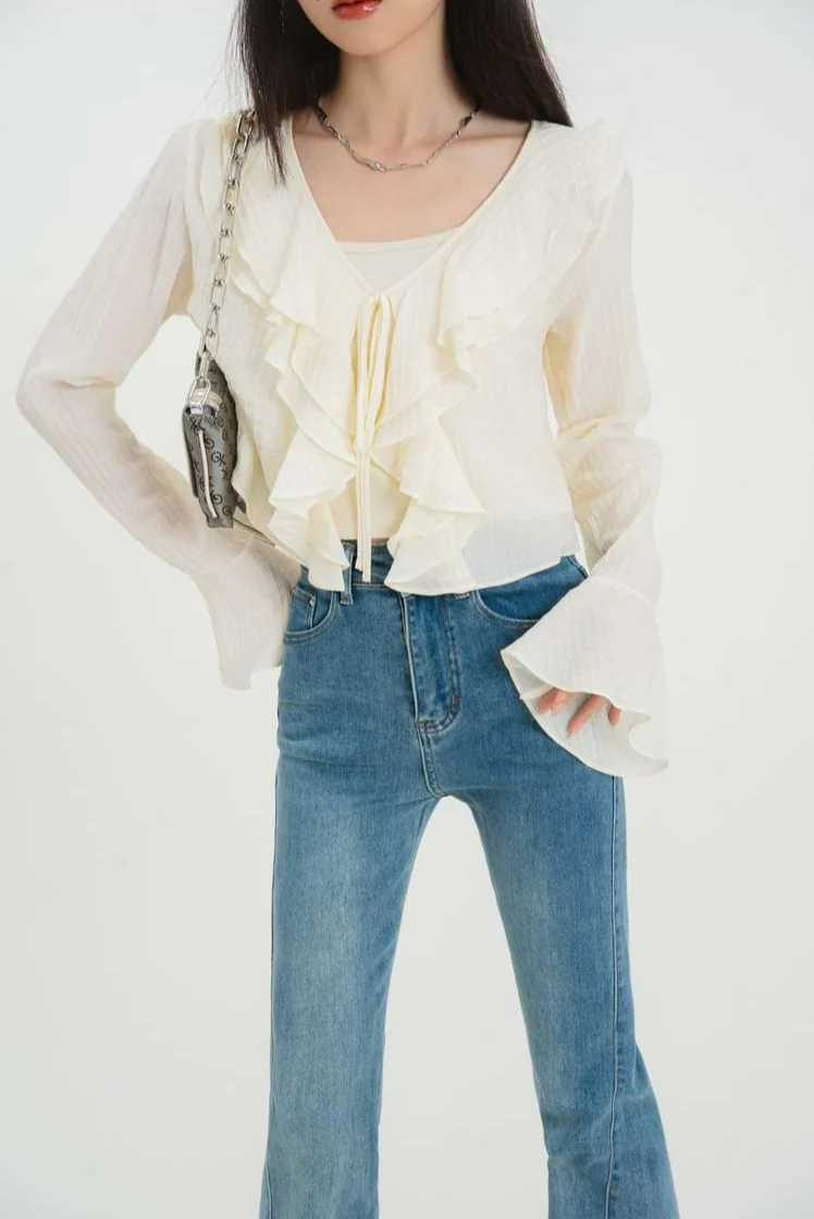 Spaghetti Strap Ruffle Two-Piece Crop Top - Image 4