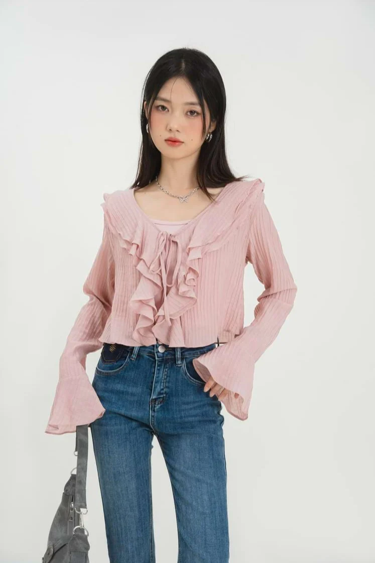 Spaghetti Strap Ruffle Two-Piece Crop Top - Image 9