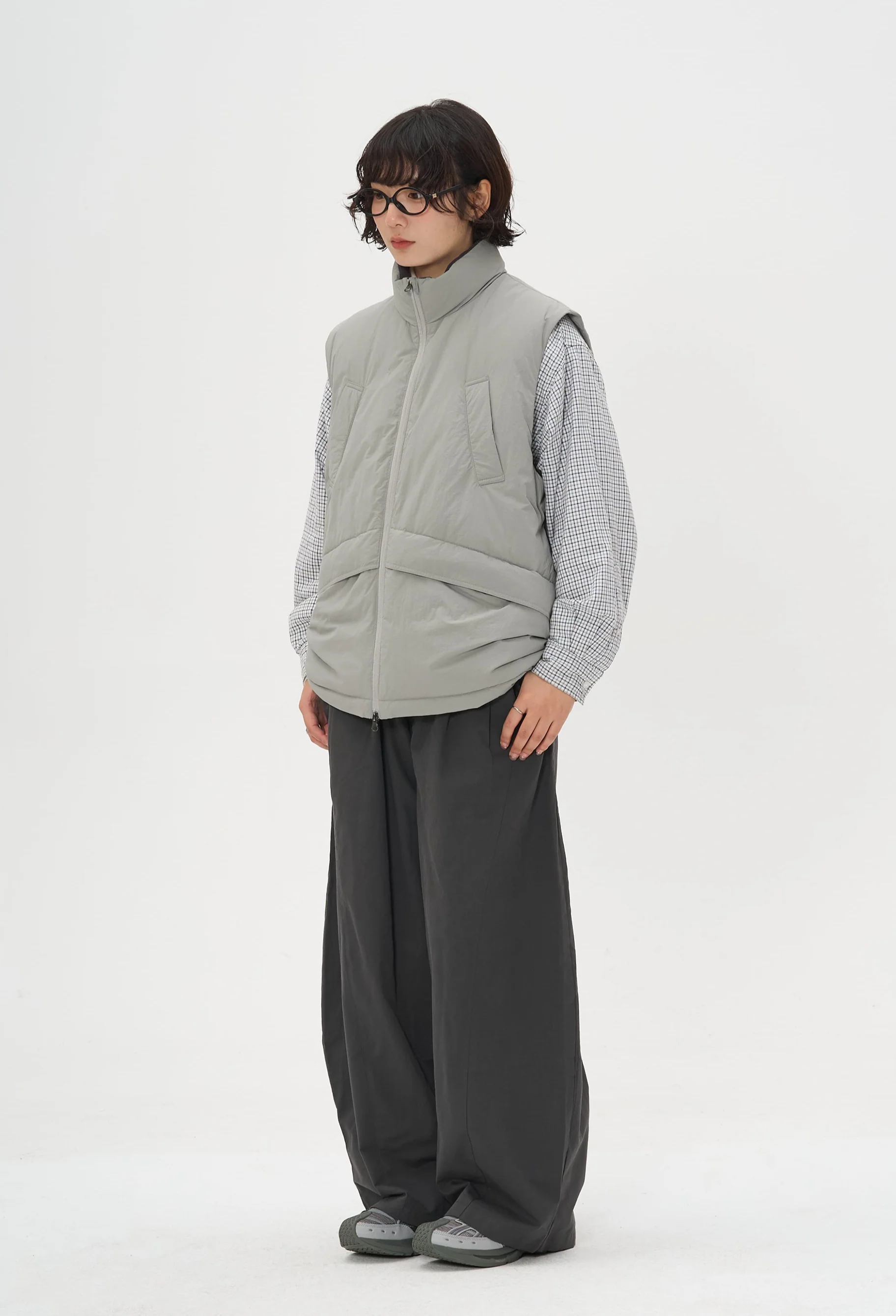 Stand Collar Padded Zip-Up Vest with Multi Pockets - Image 8