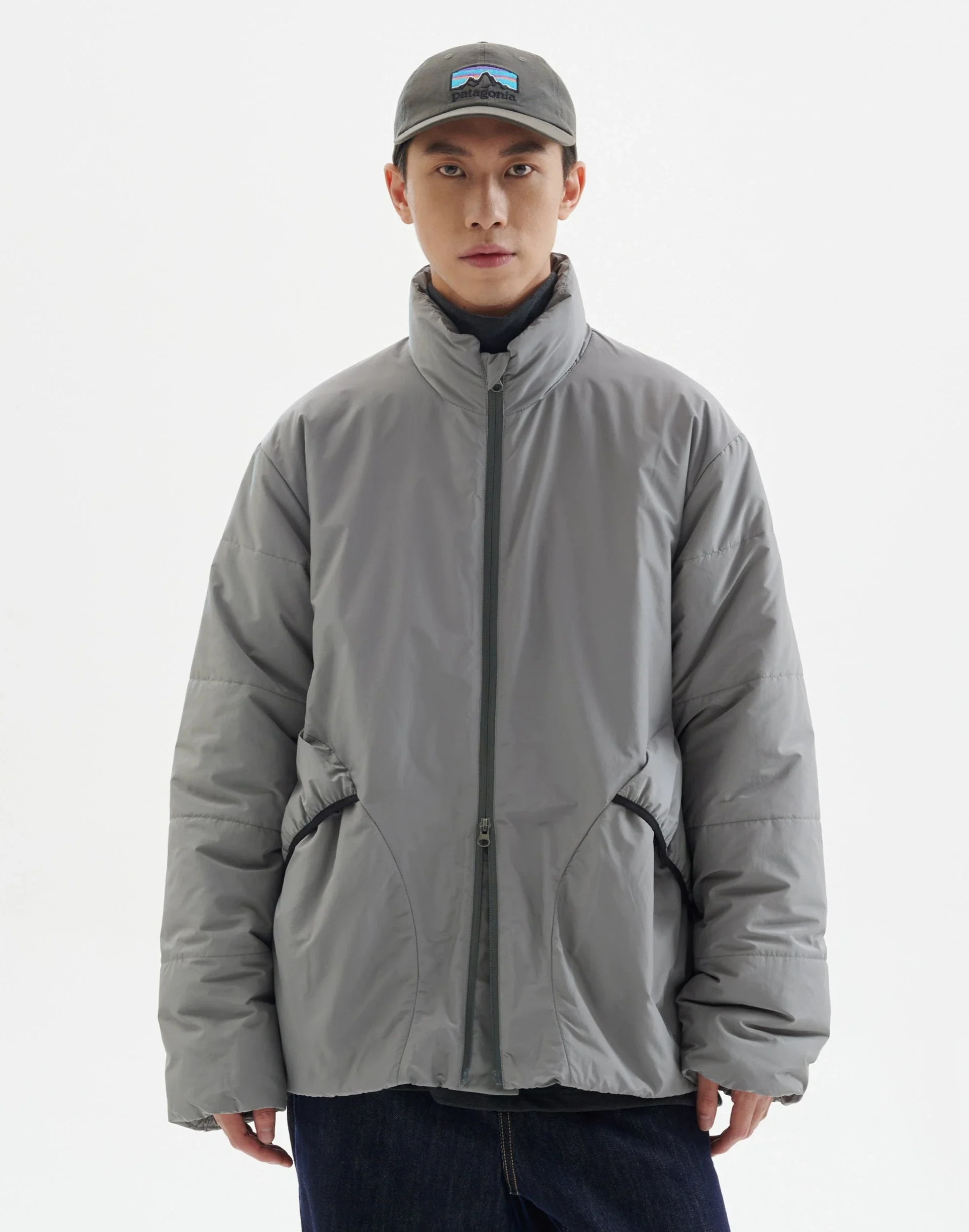Stand Collar Puffer Jacket with Two Way Zipper - Image 14