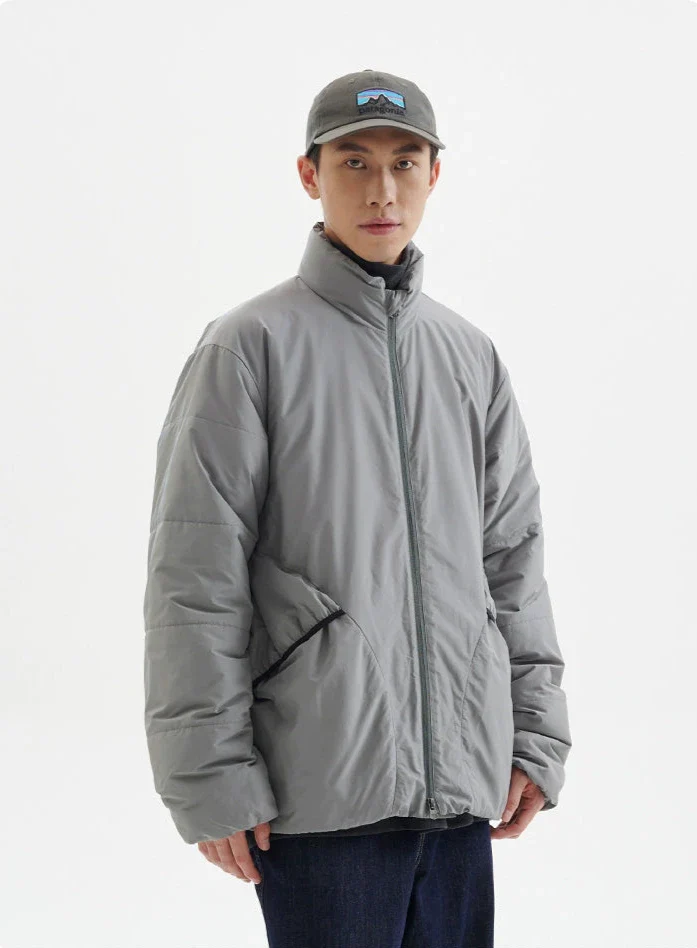 Stand Collar Puffer Jacket with Two Way Zipper - Image 16