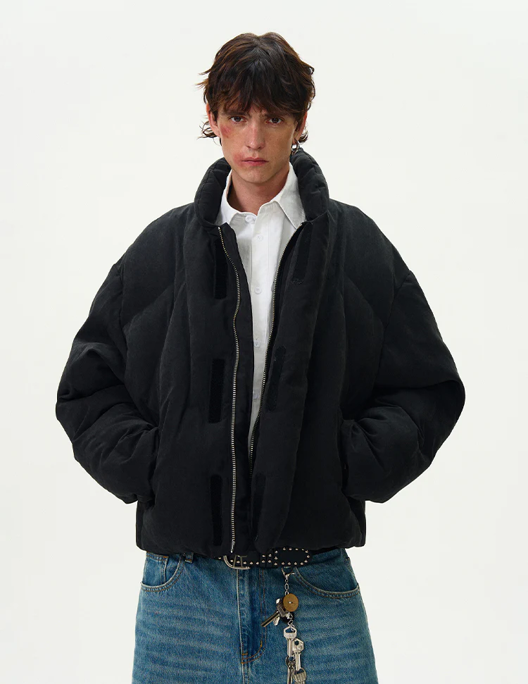 Stand Collar Quilted Oversized Puffer Jacket - Image 9