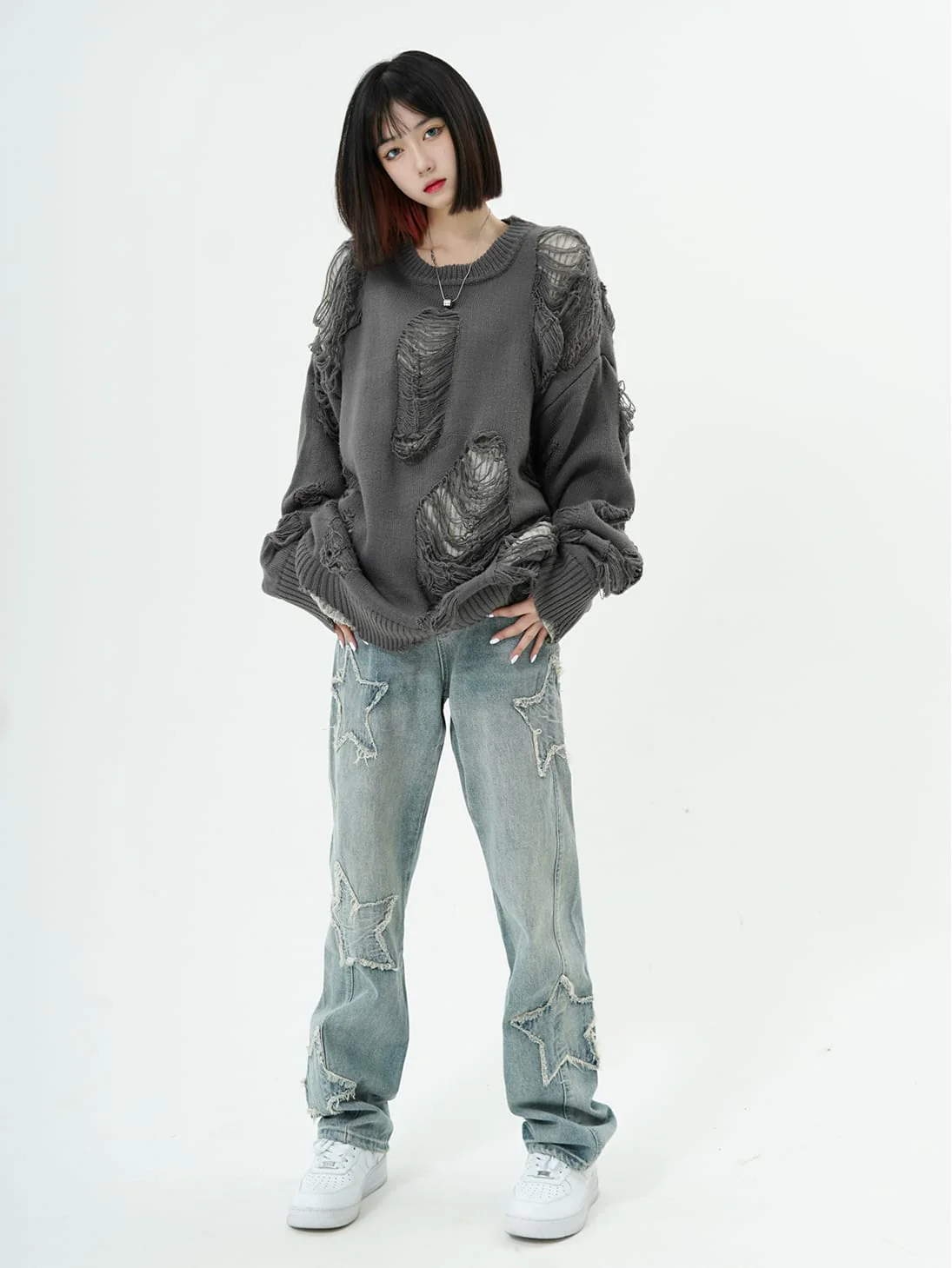 Star Patchwork Straight Fit Jeans - Image 5