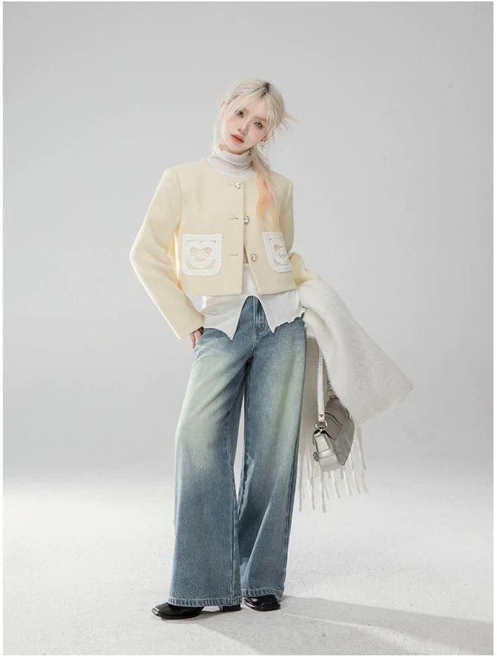 Straight Leg Faded Wash Minimal Jeans - Image 20