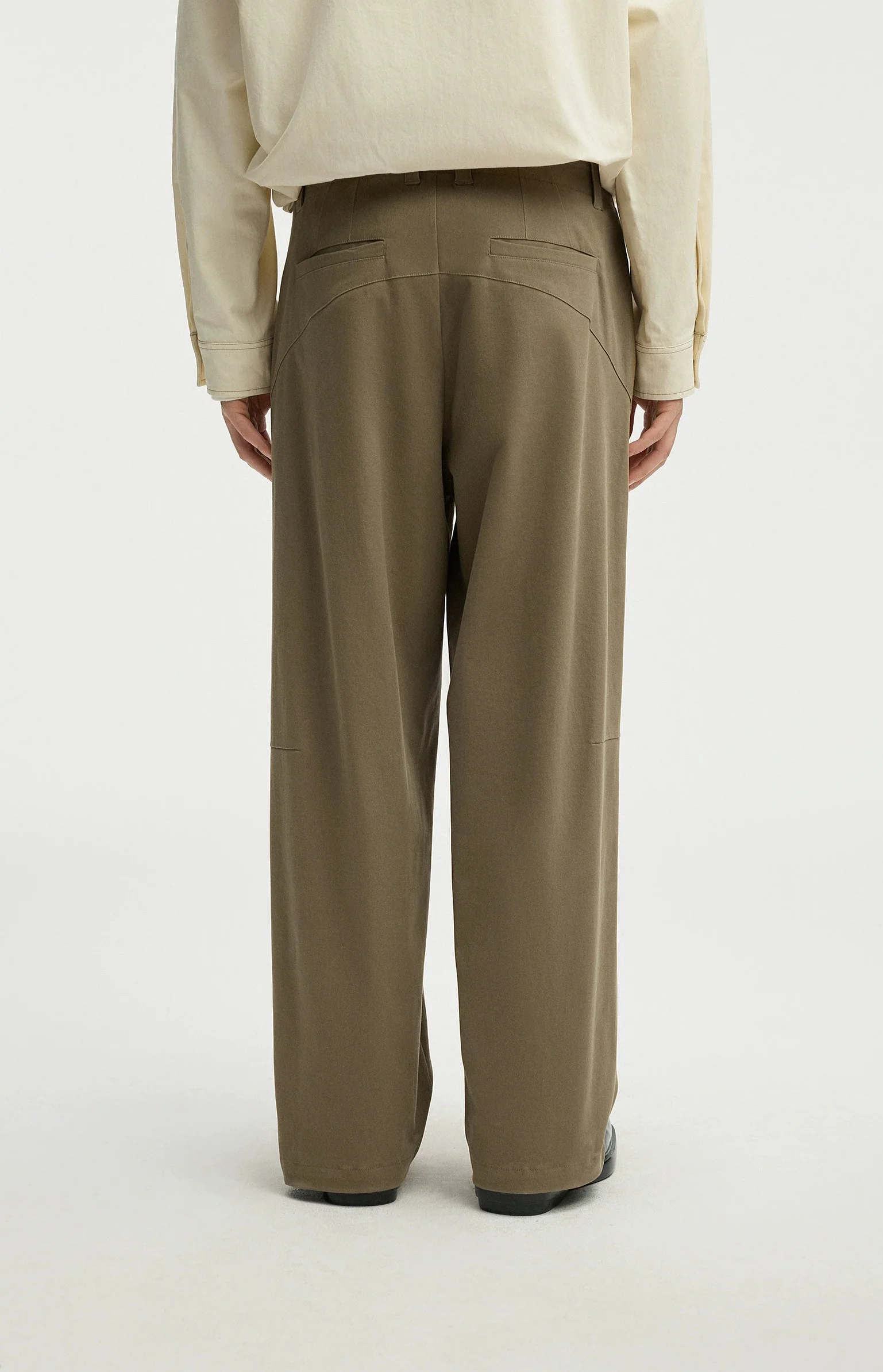 Straight Leg Pleated Trousers with Button Waist and Belt Loops - Image 2