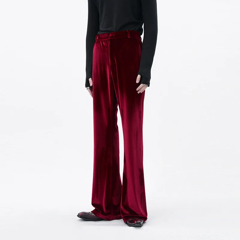 Straight Leg Semi-Flare Velvet Trousers - Image 2